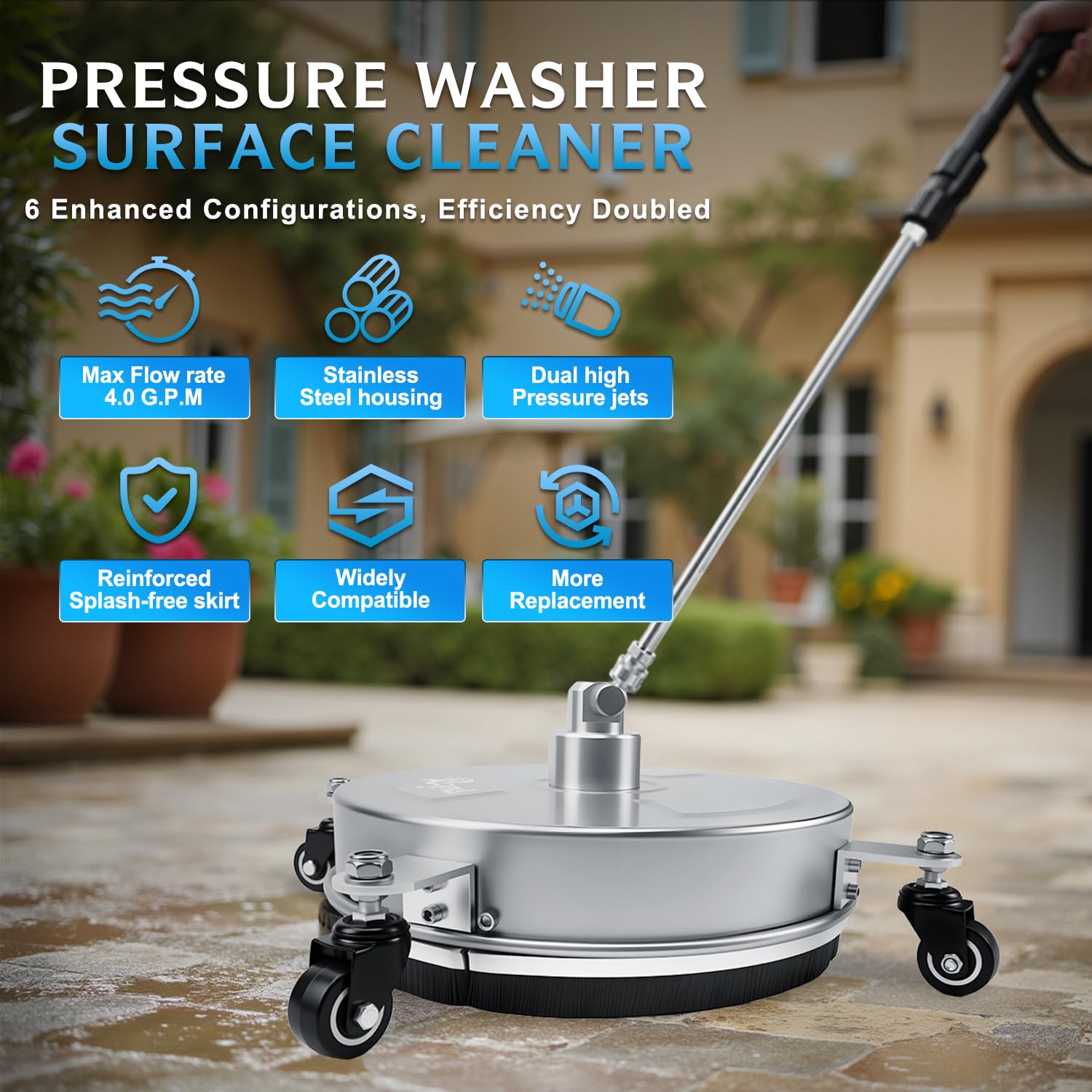 RAYNEL 14" Surface Cleaner showing dual spinning nozzles