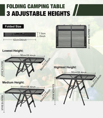 Raynesys Portable Folding Grill Table folded with carrying handle