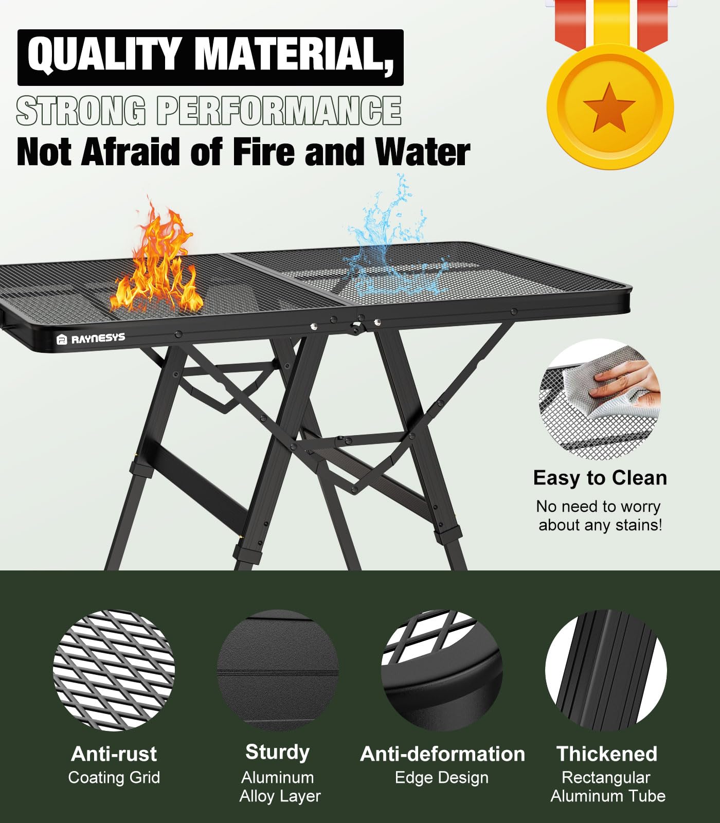 Raynesys Portable Folding Grill Table setup outdoors at a BBQ