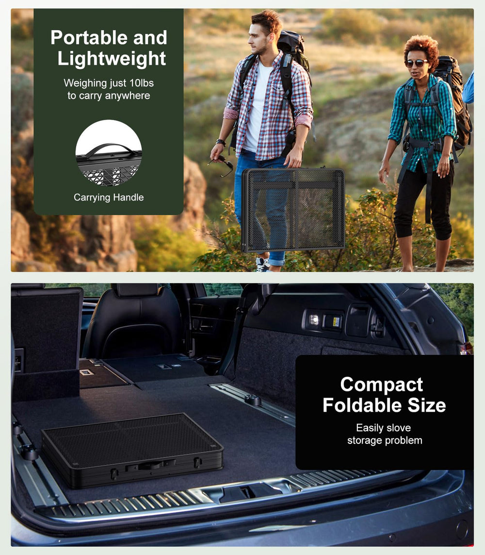 Raynesys Portable Folding Grill Table surface close-up showing grid design