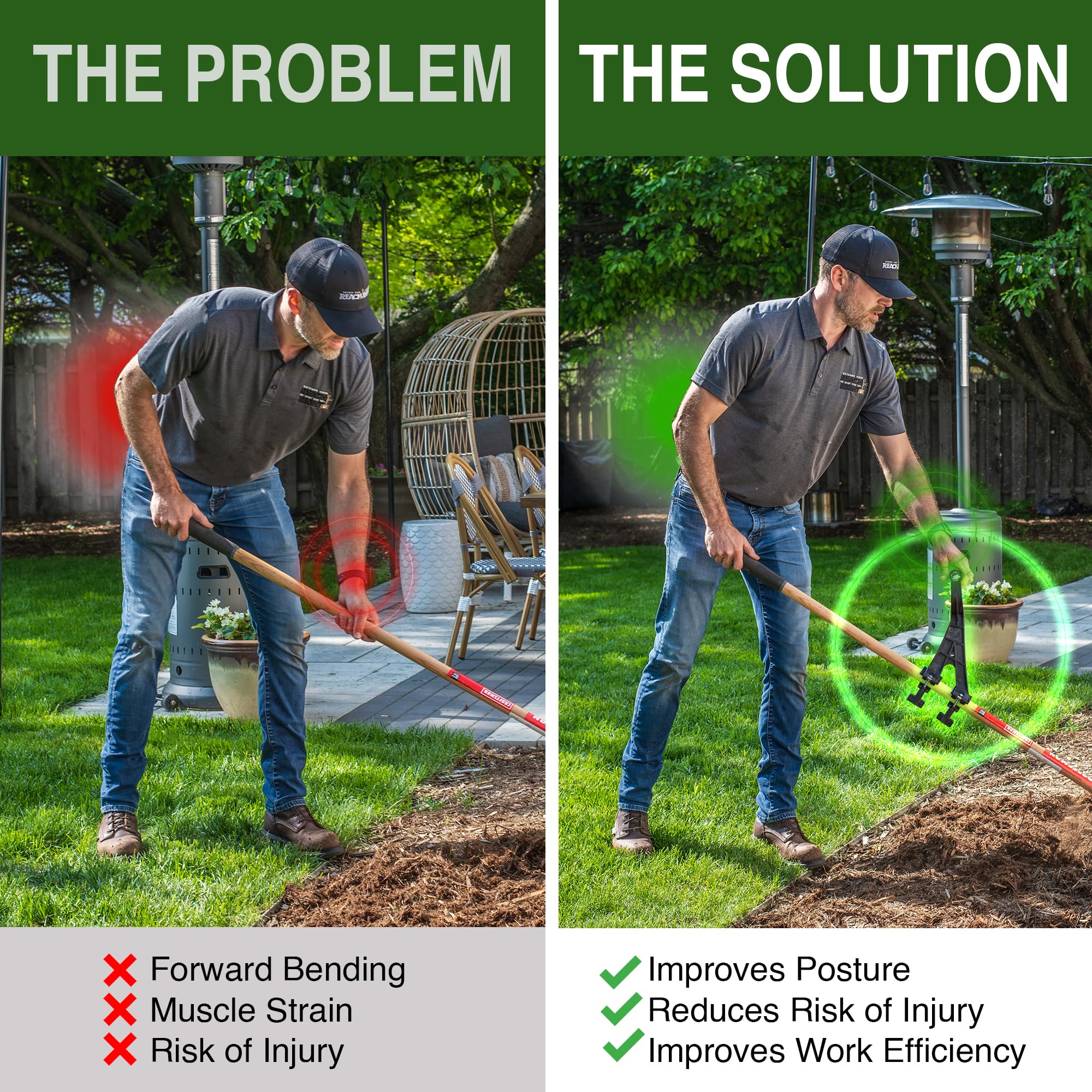 Reach Right Weedeater Handle Extension attached to a weed trimmer