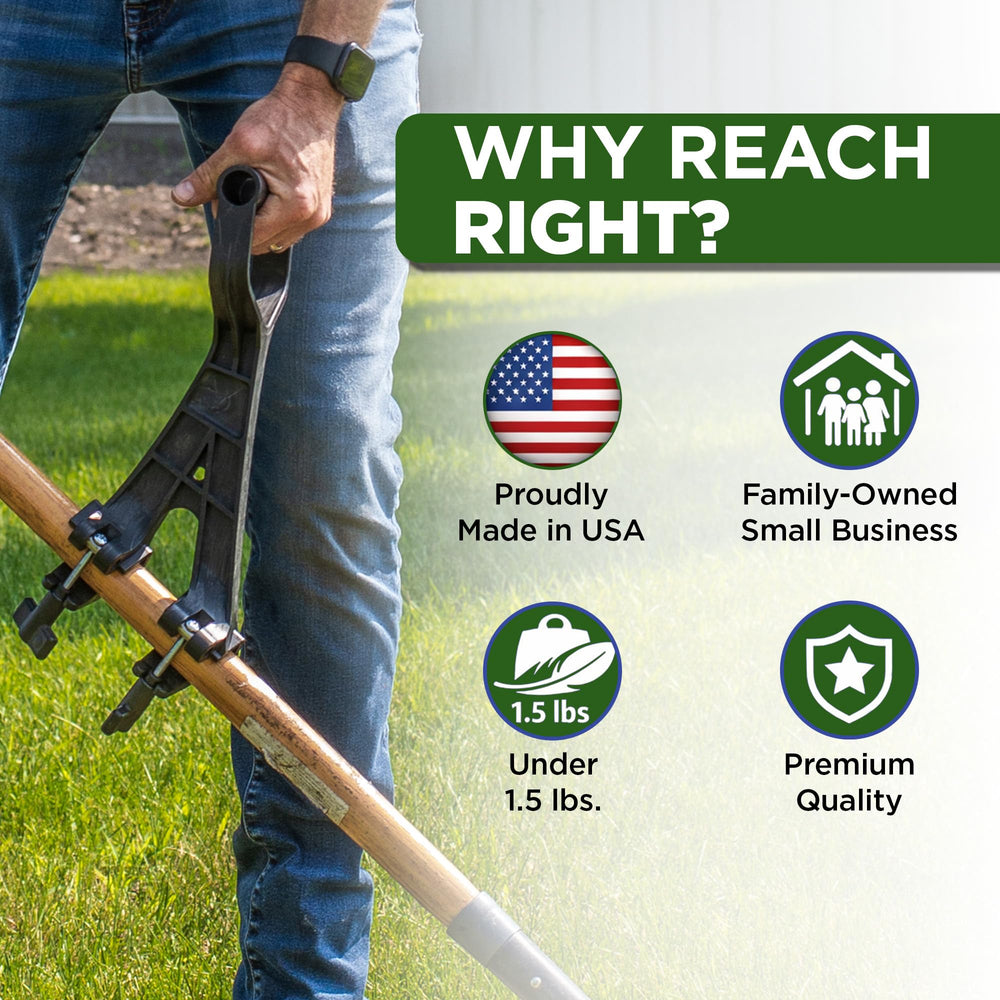 Reach Right Weedeater Handle Extension in use during gardening