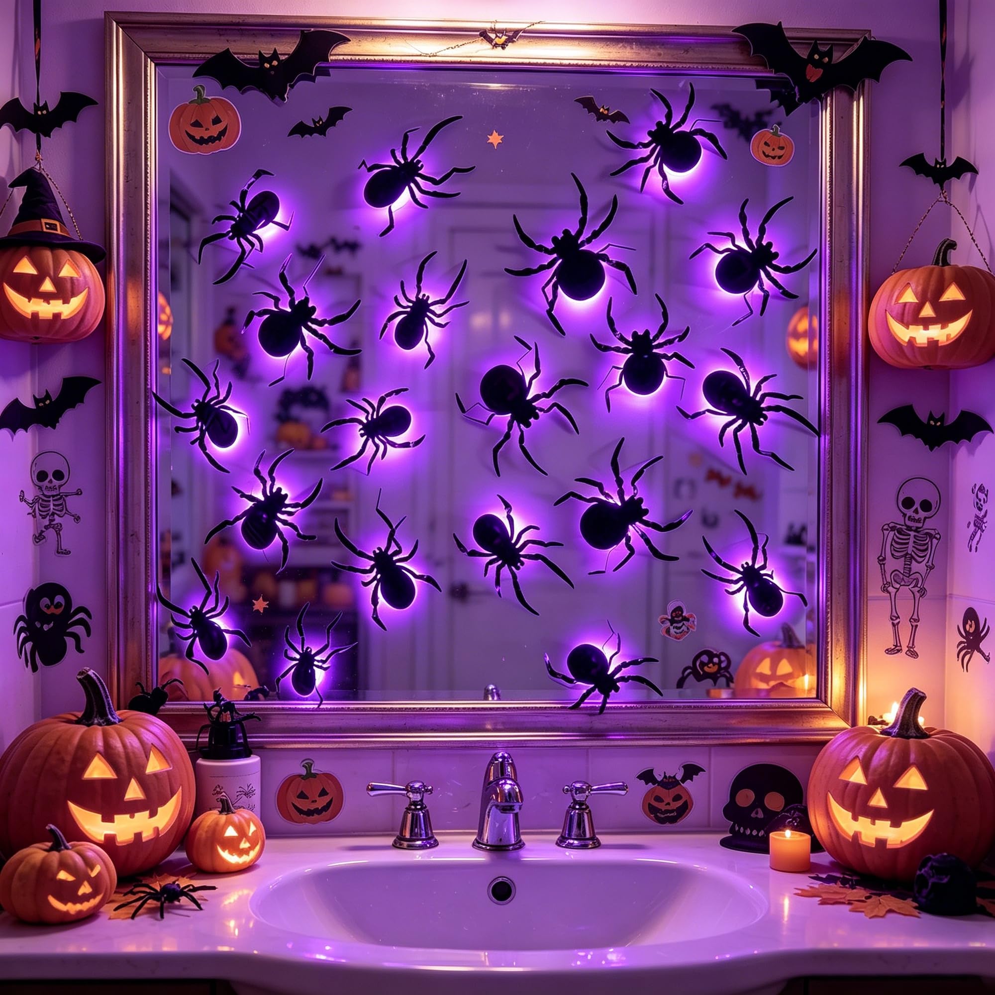 Realistic 3D purple spiders with bendable legs