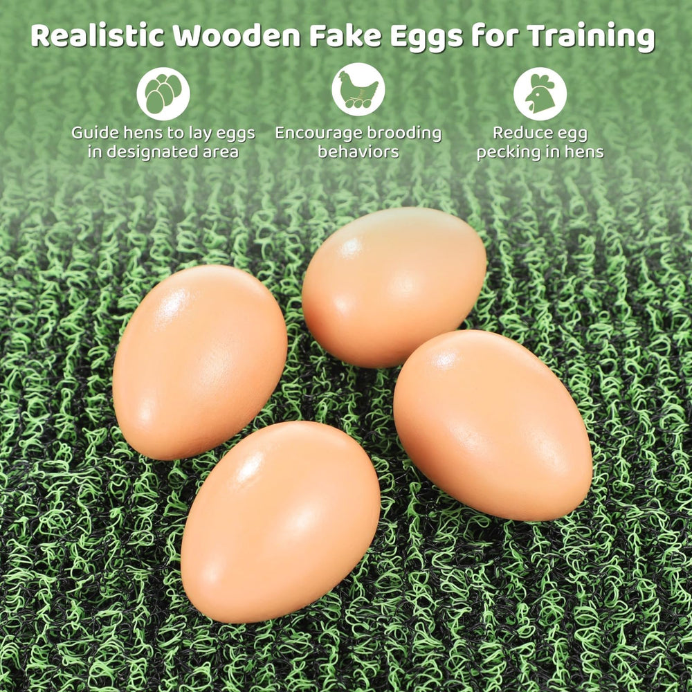 Realistic fake wooden eggs included with Chewoof nesting pads
