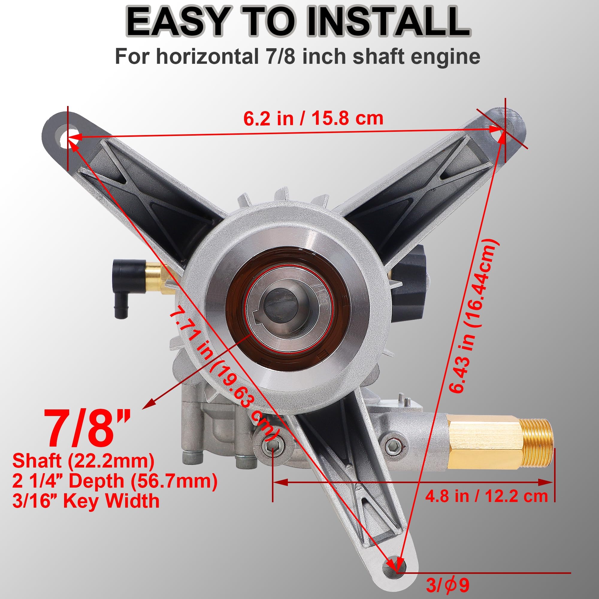 Rear view of Biswing Pressure Washer Pump with inlet and outlet connections