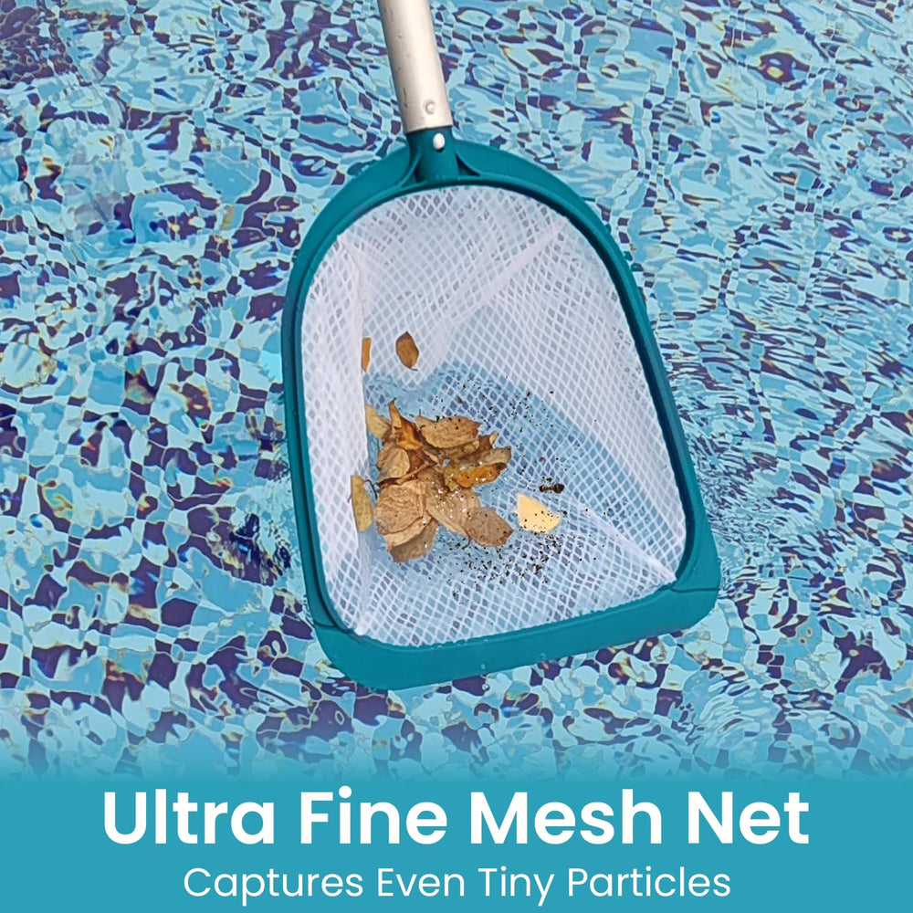 Rear view of POOLWHALE Leaf Skimmer Net showing durable plastic frame