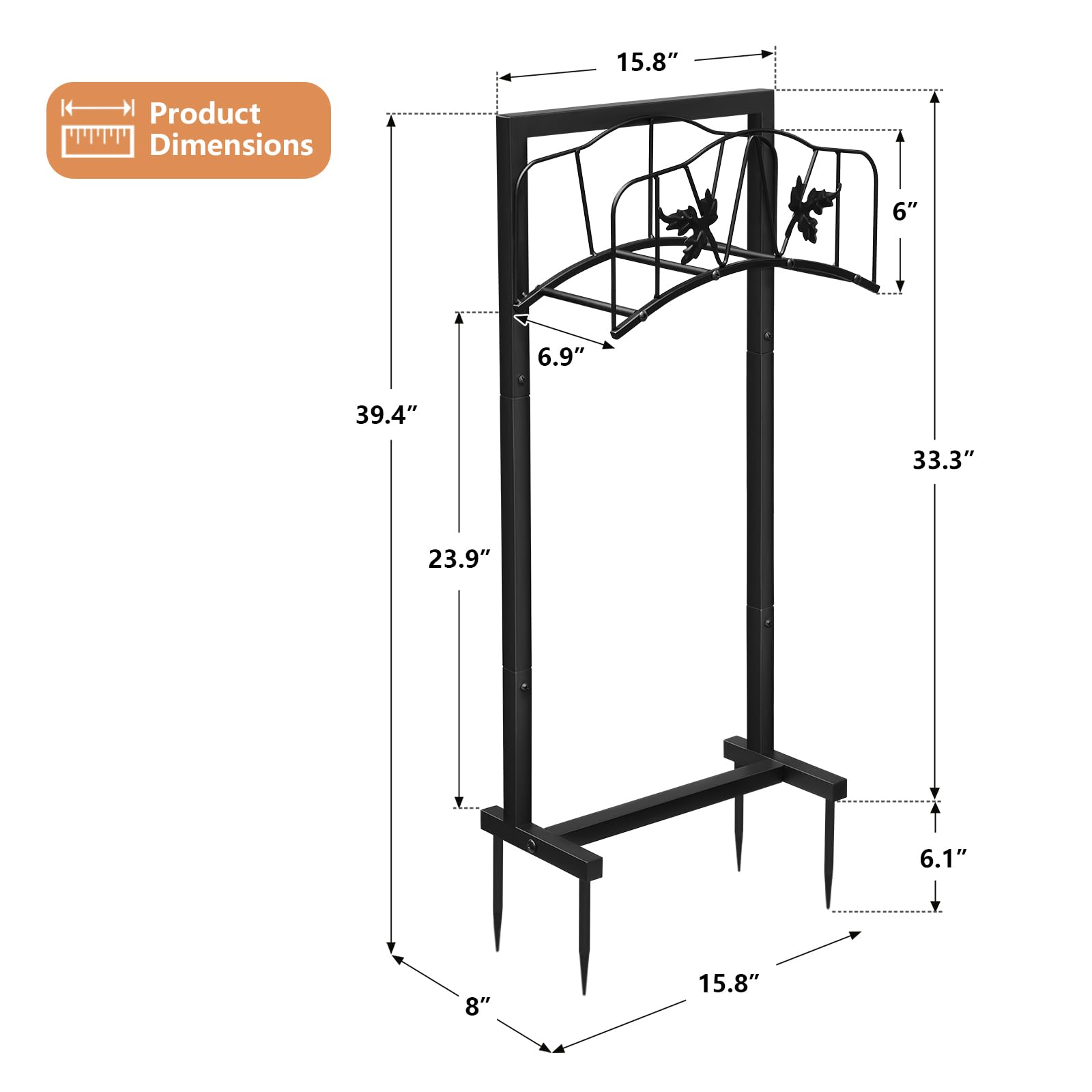 Rear view of Skypatio Garden Hose Holder with stakes