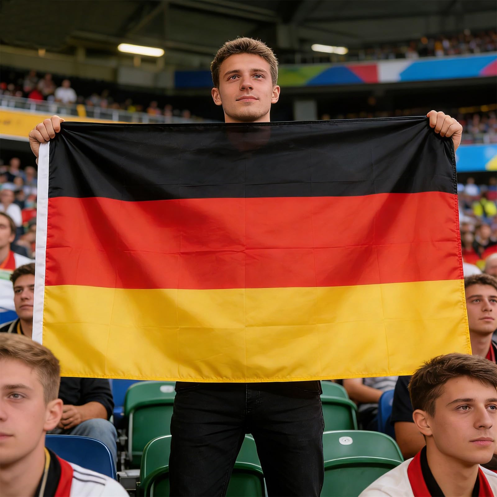 Rear view of the VELIFFCO Germany Flag showing grommets