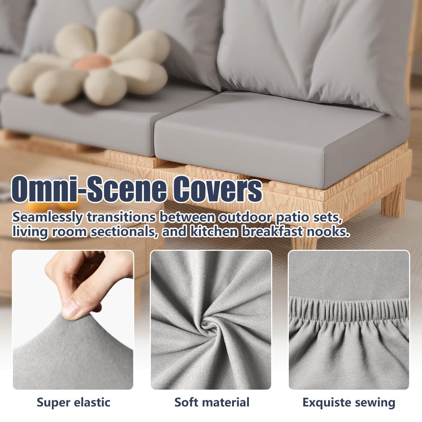Rectangle cushion cover from Vorshape, Air-grey