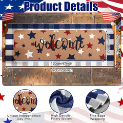 Red and blue American stars on the smaller patriotic door mat