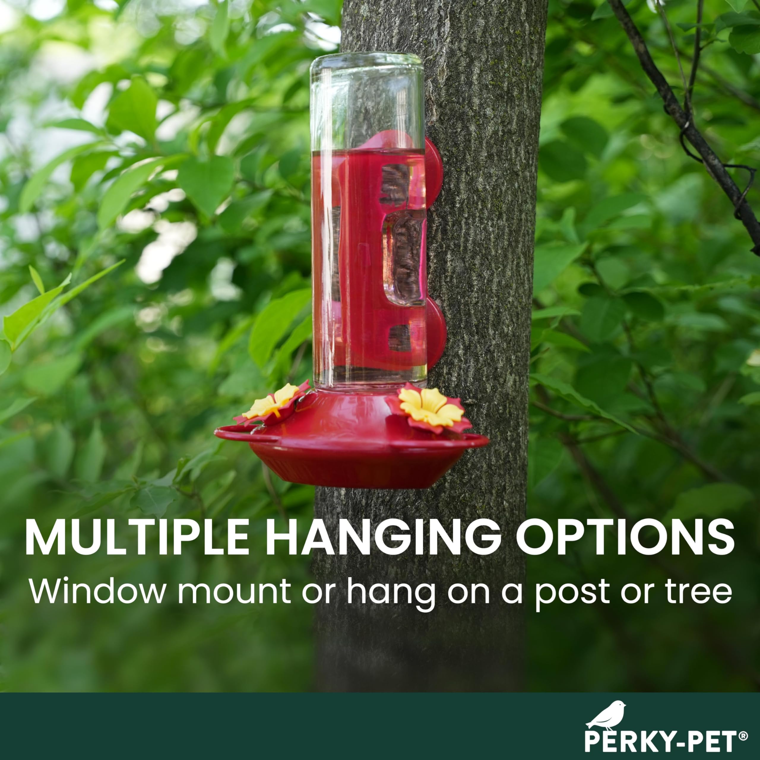Red base of the Perky-Pet Hummingbird Feeder with U-shaped perches