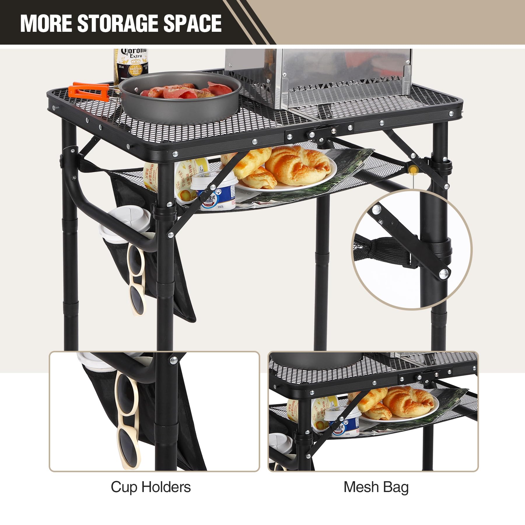 REDCAMP folding grill table set up for outdoor cooking