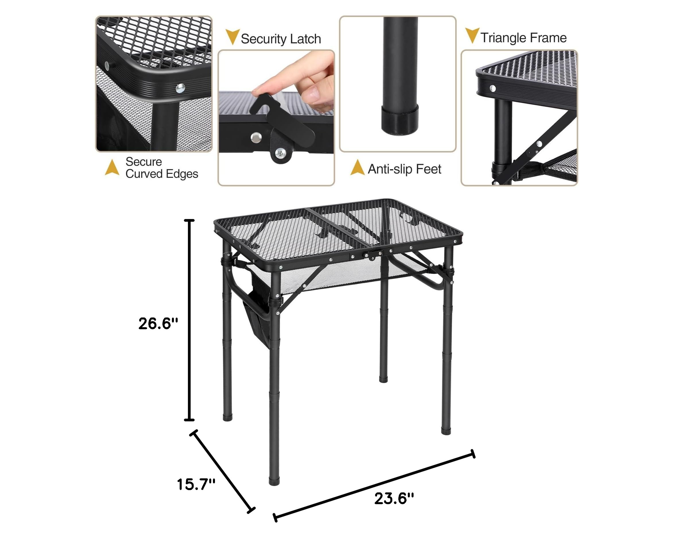 REDCAMP grill table with storage options and wash basket