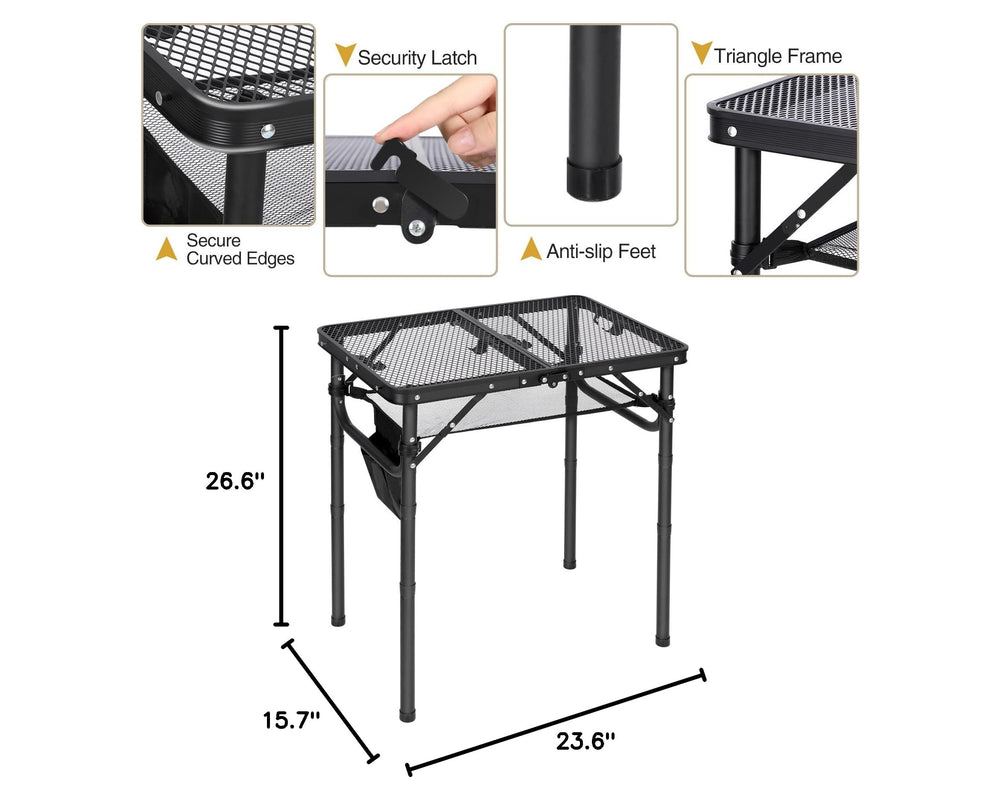 REDCAMP grill table with storage options and wash basket