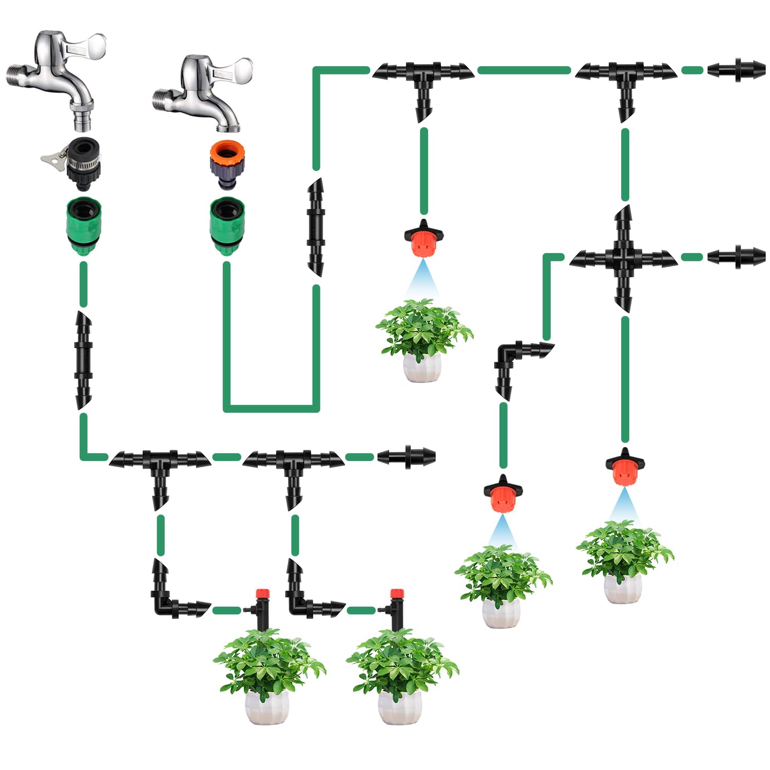 RedChili 1/4" coupler connectors in gardening setup