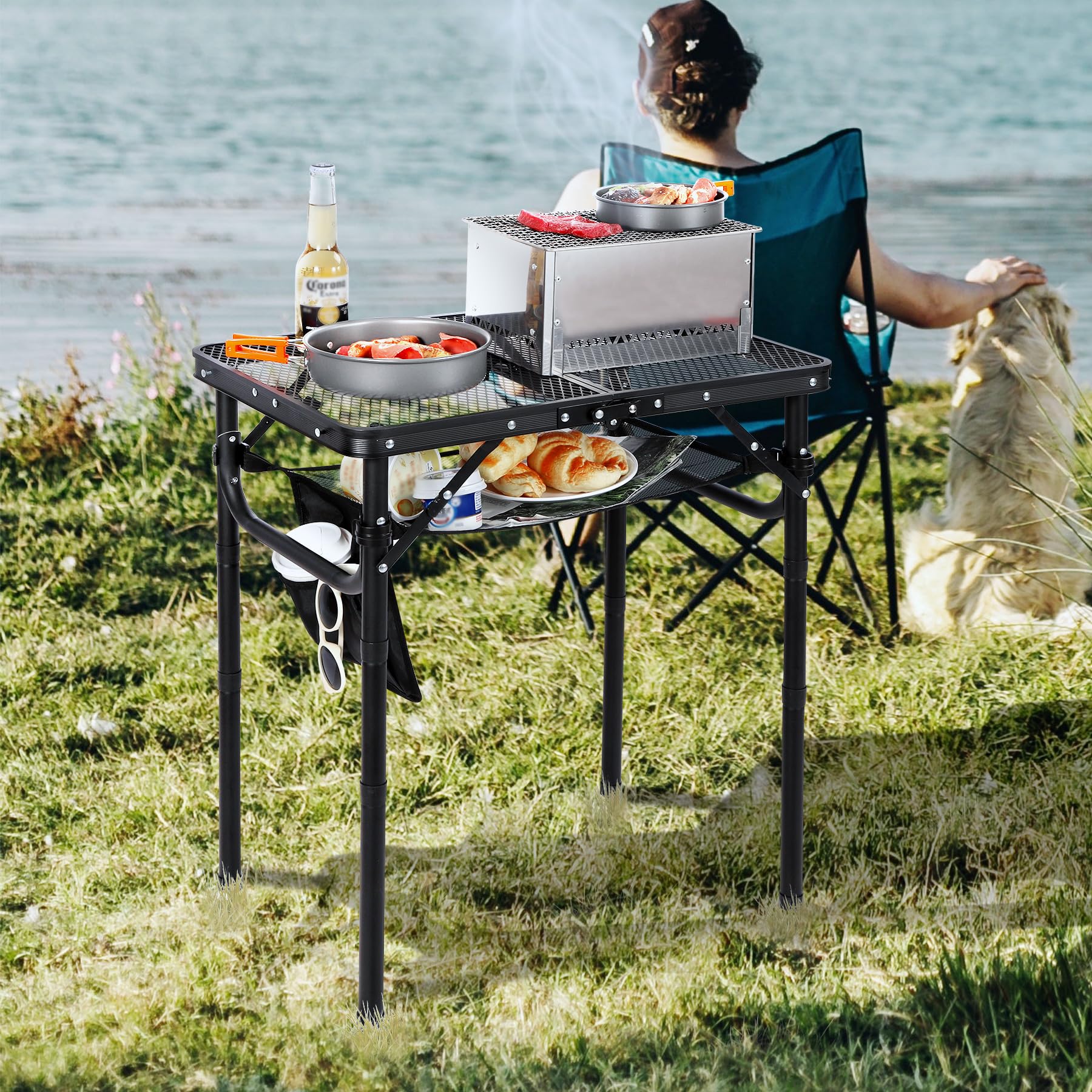 RedSwing Folding Grill Table packed with handle for carrying