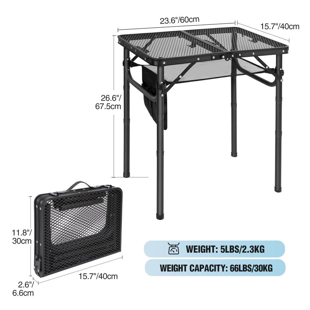 RedSwing Folding Grill Table side view with adjustable legs
