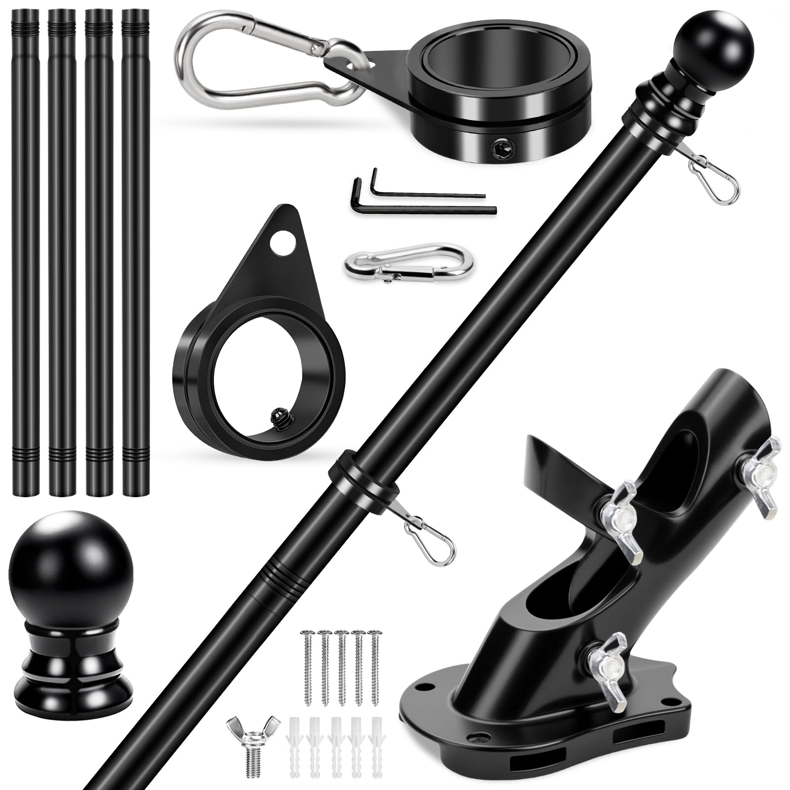 REERON 5 FT stainless steel flag pole kit front view
