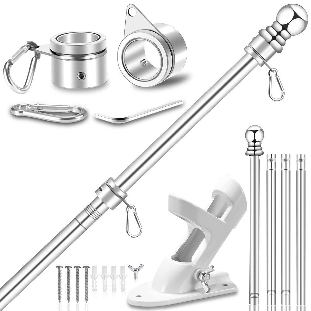 REERON 5FT stainless steel flag pole kit with mounting bracket