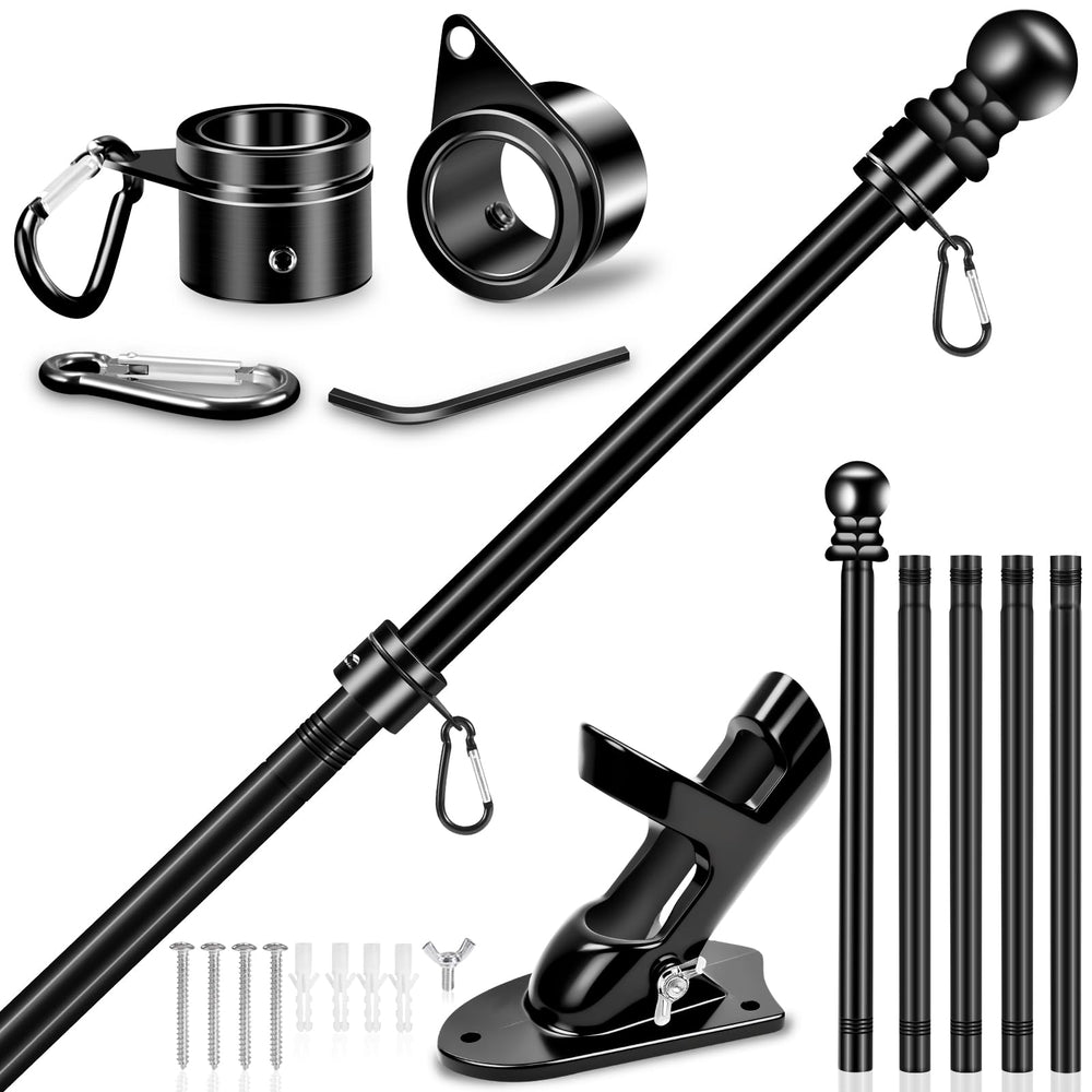 REERON 6 FT Flag Pole Kit black model front view