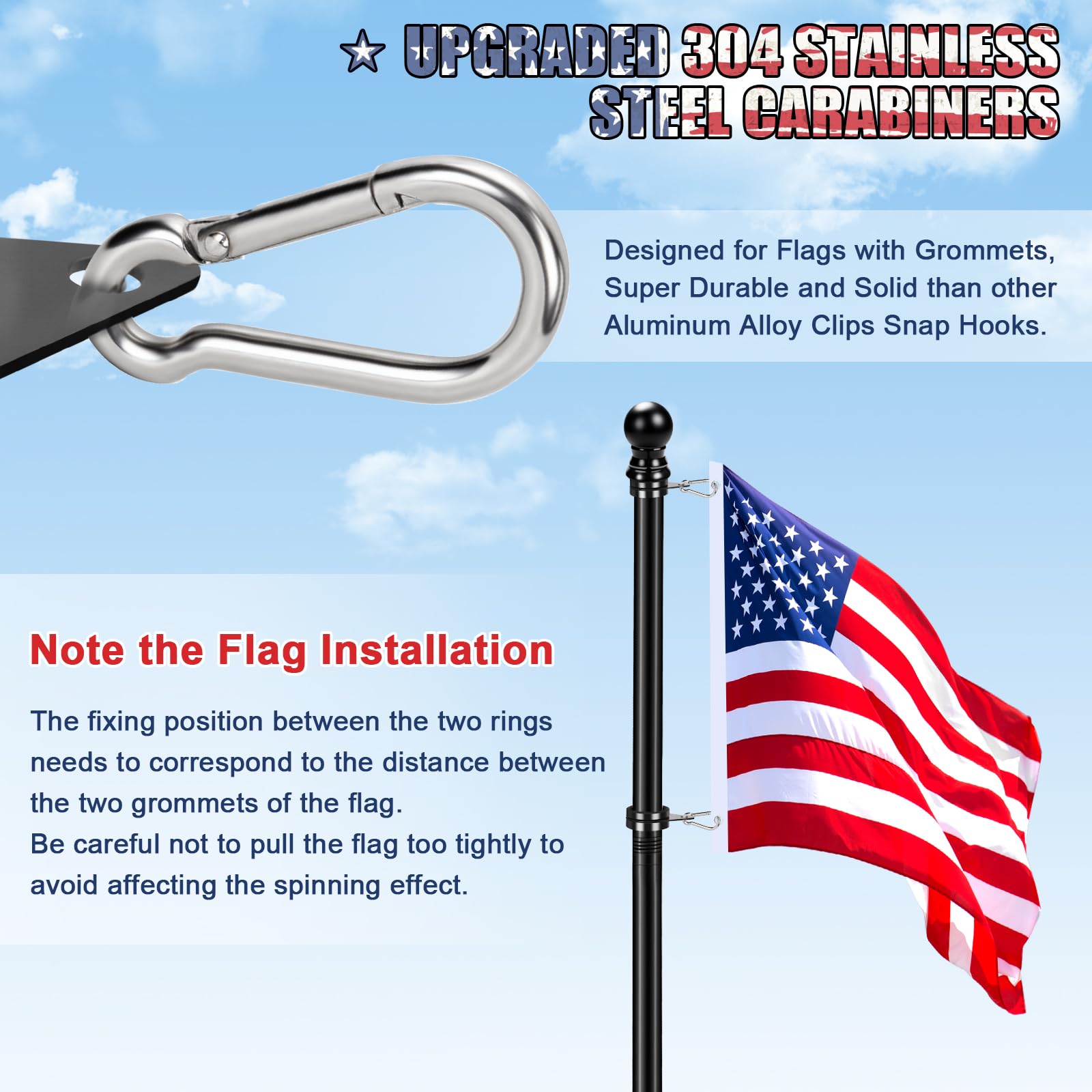 REERON 6 FT flagpole with a 3x5 ft flag