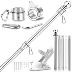 REERON 6 FT Metal Flag Pole Kit assembled with flag