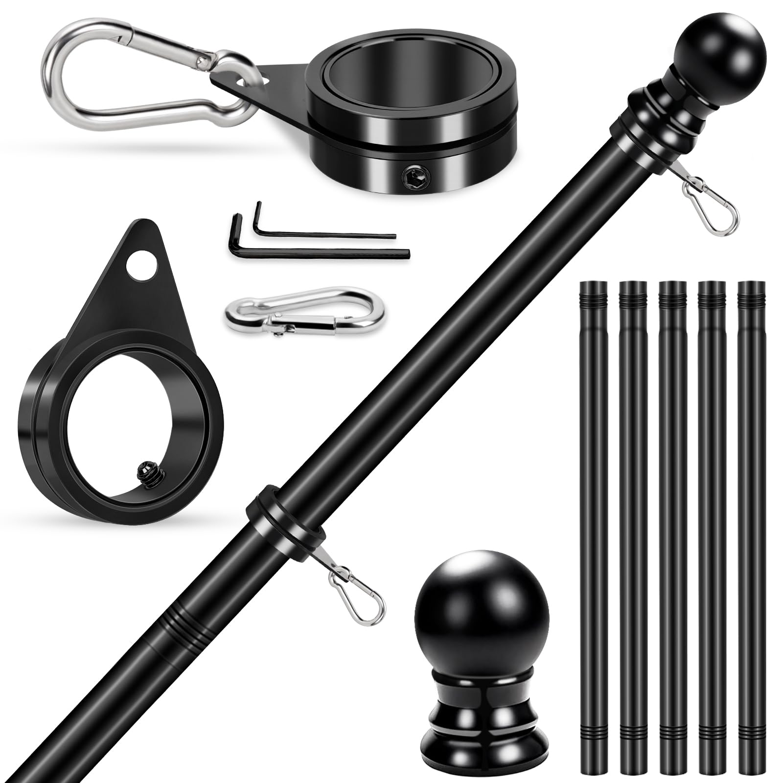 REERON 6 FT Stainless Steel Flag Pole Kit front view