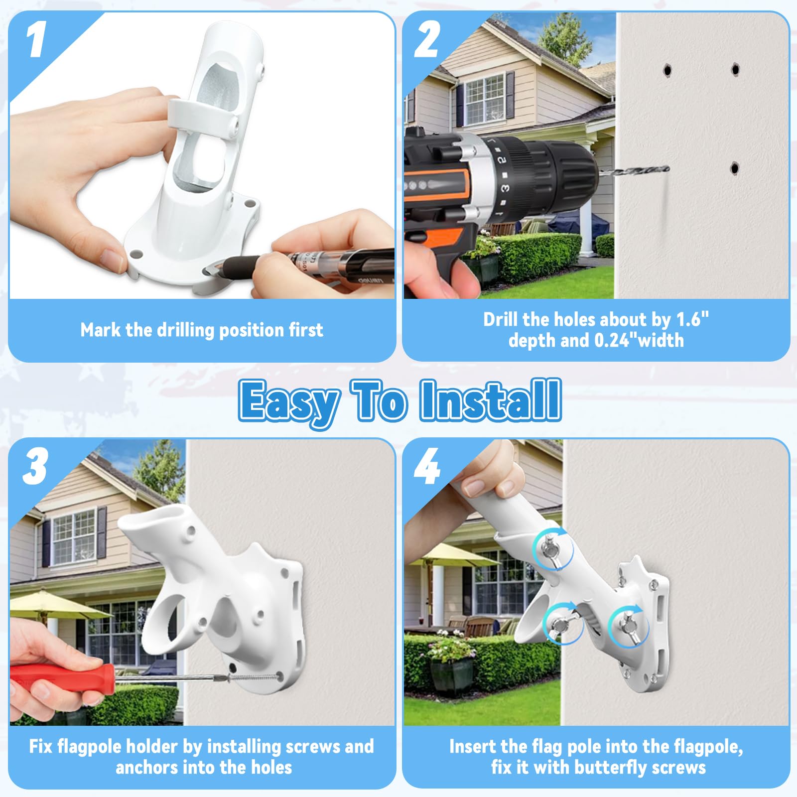 REERON flag pole holder showcasing 45-degree angle