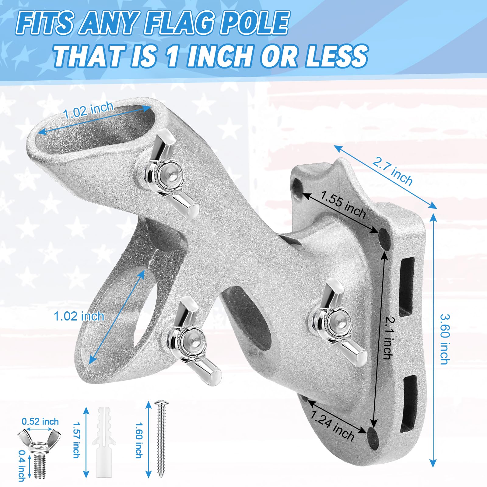 REERON flag pole holder with adjustable steel screws