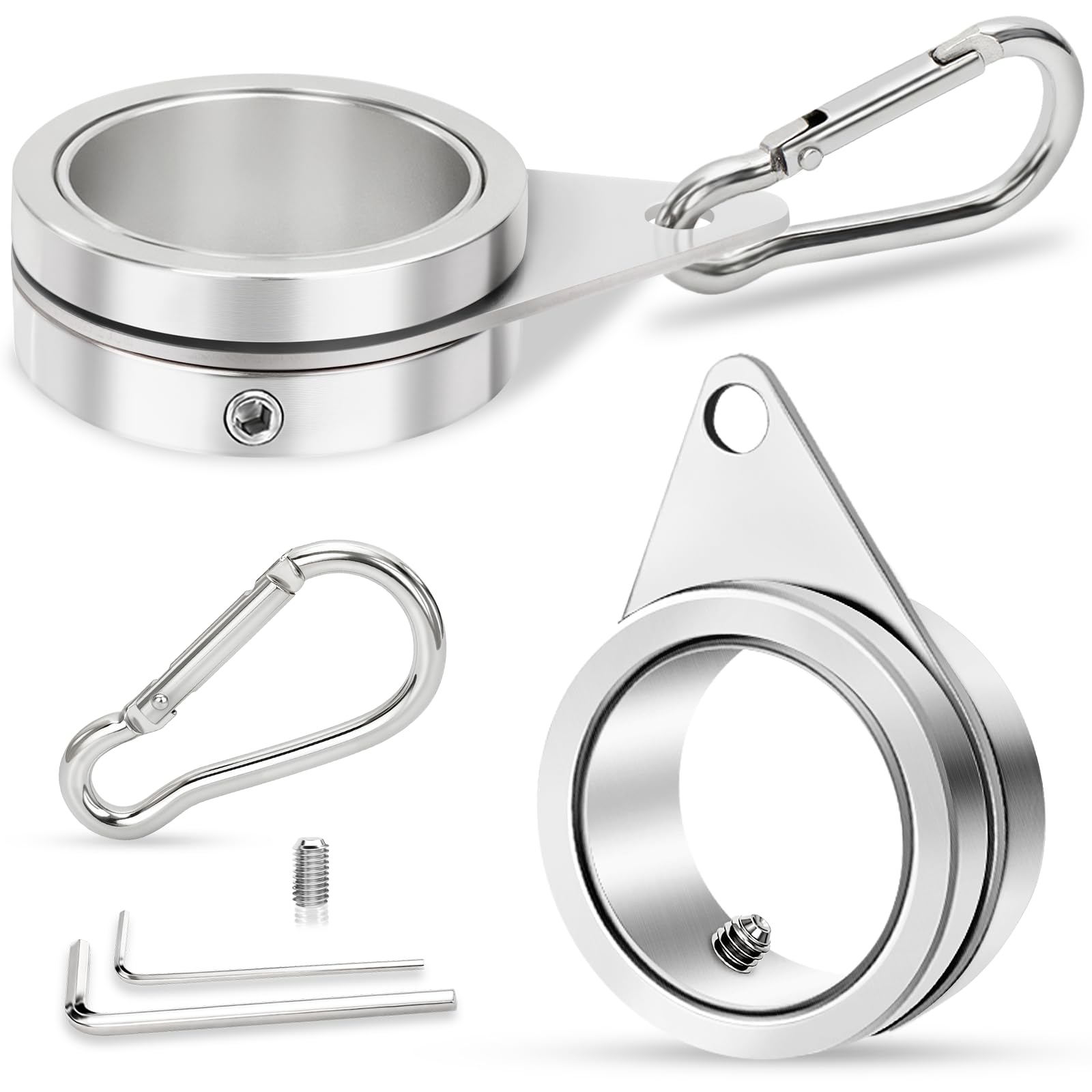 REERON flag pole rings clips 1-inch diameter, silver finish