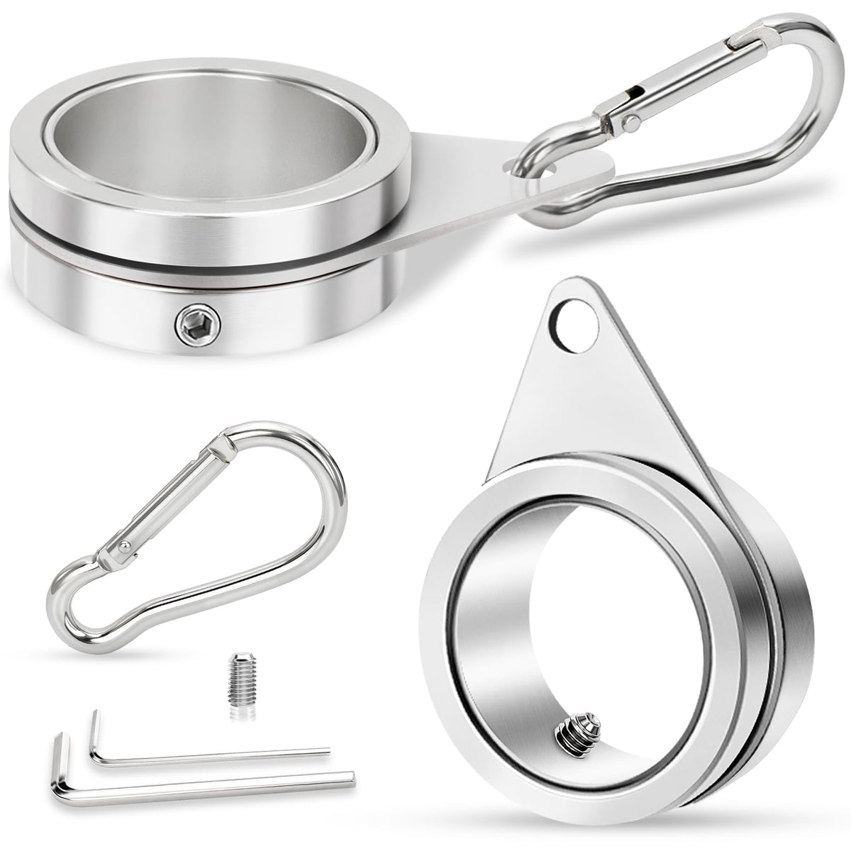 REERON flag pole rings clips 1-inch diameter, silver finish