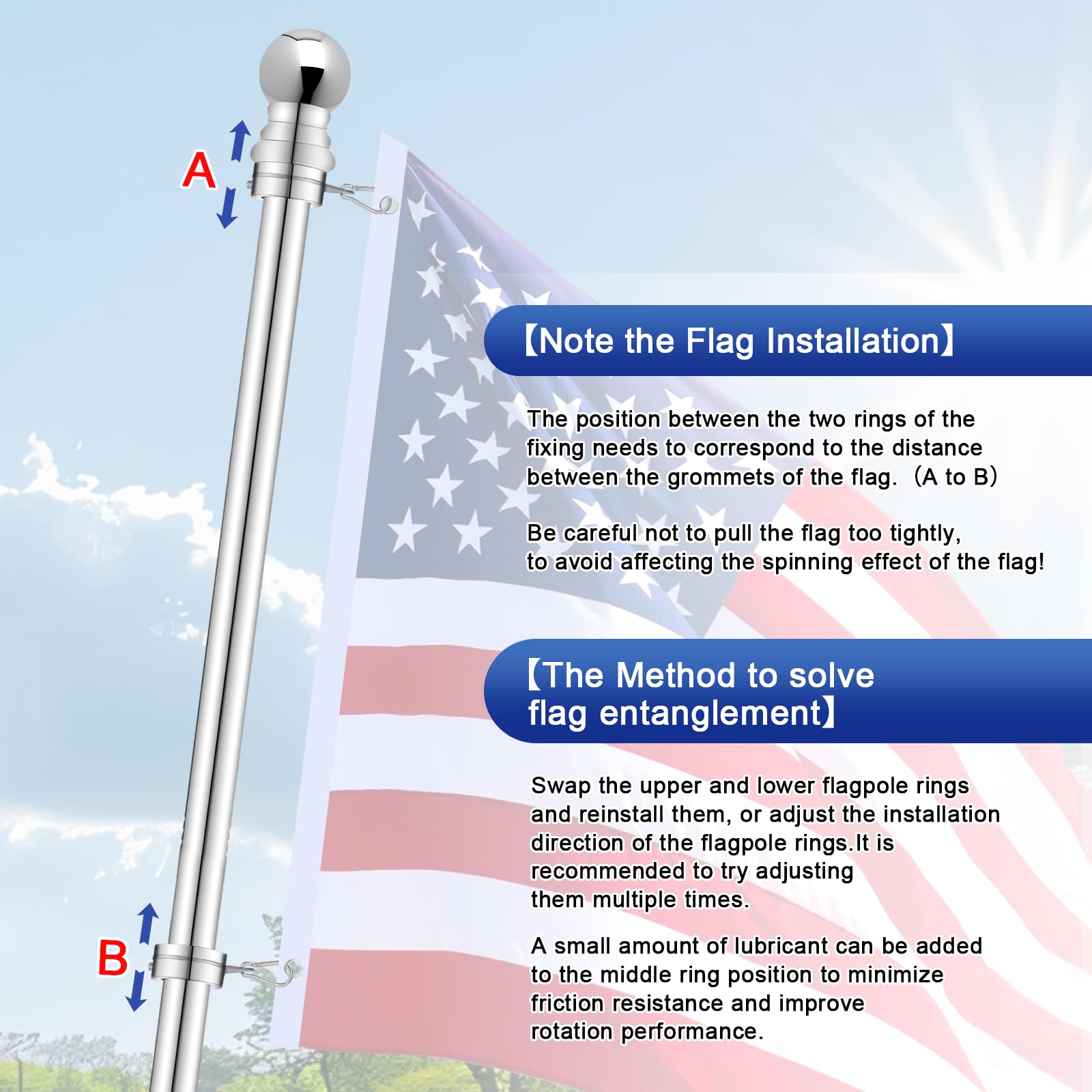 REERON flag pole rings clips packaging