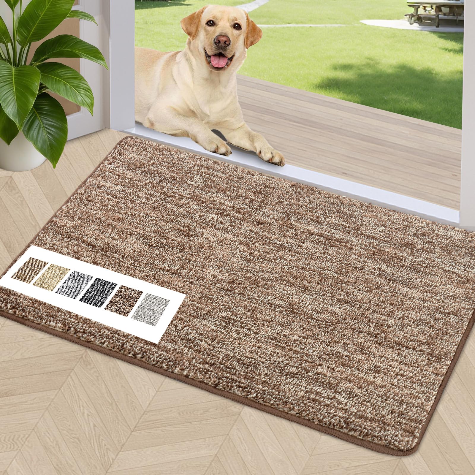 REFETONE Indoor Door Mat 20x32 coffee brown front view