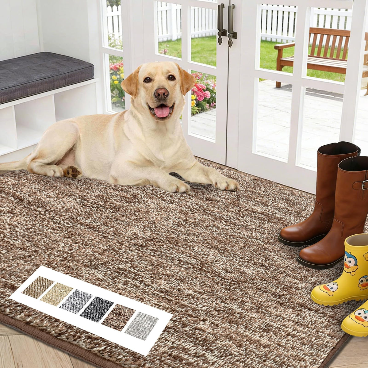 REFETONE Indoor Doormat 32"x40" coffee brown front view