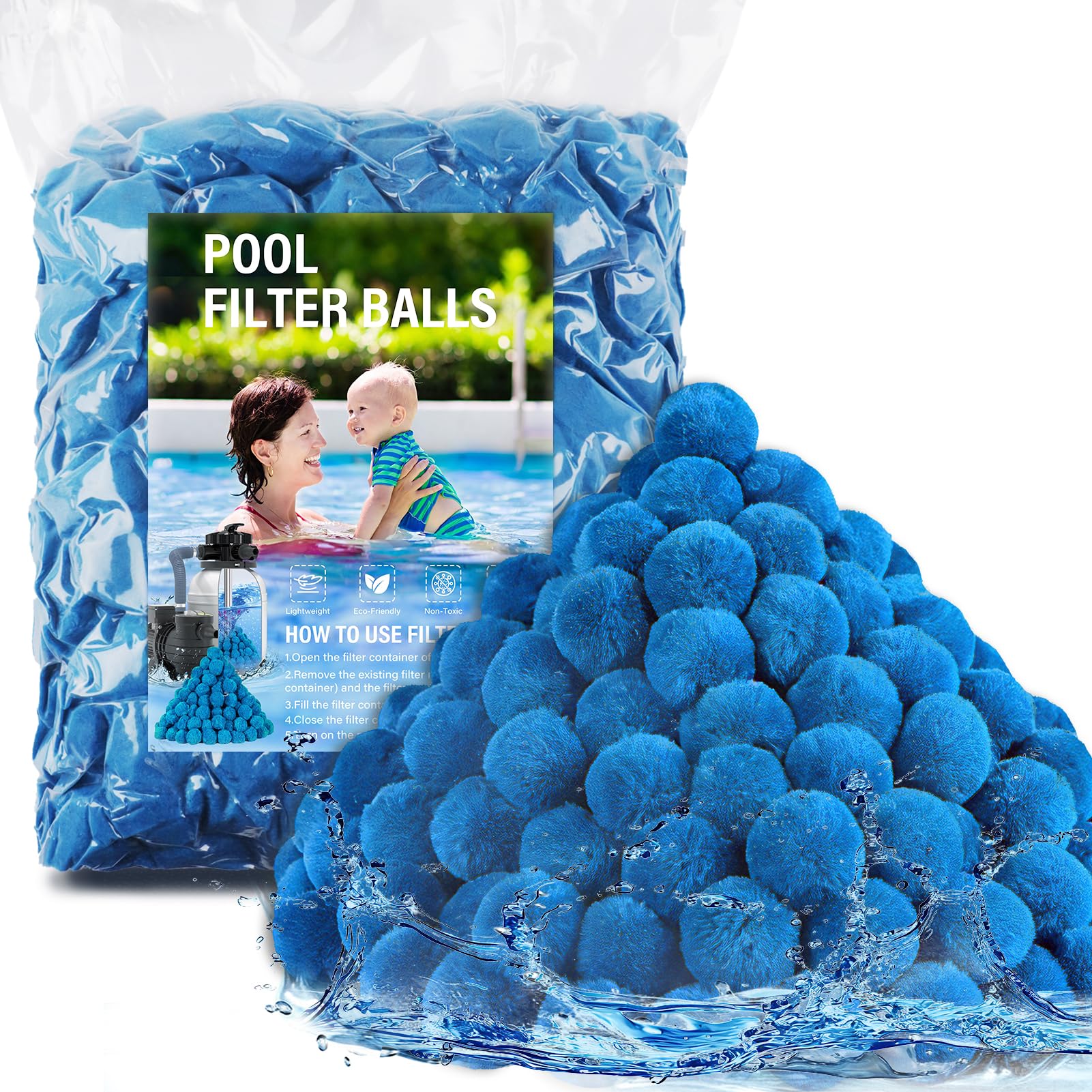 REGMICS Pool Filter Balls 4 lbs, blue colour, front view
