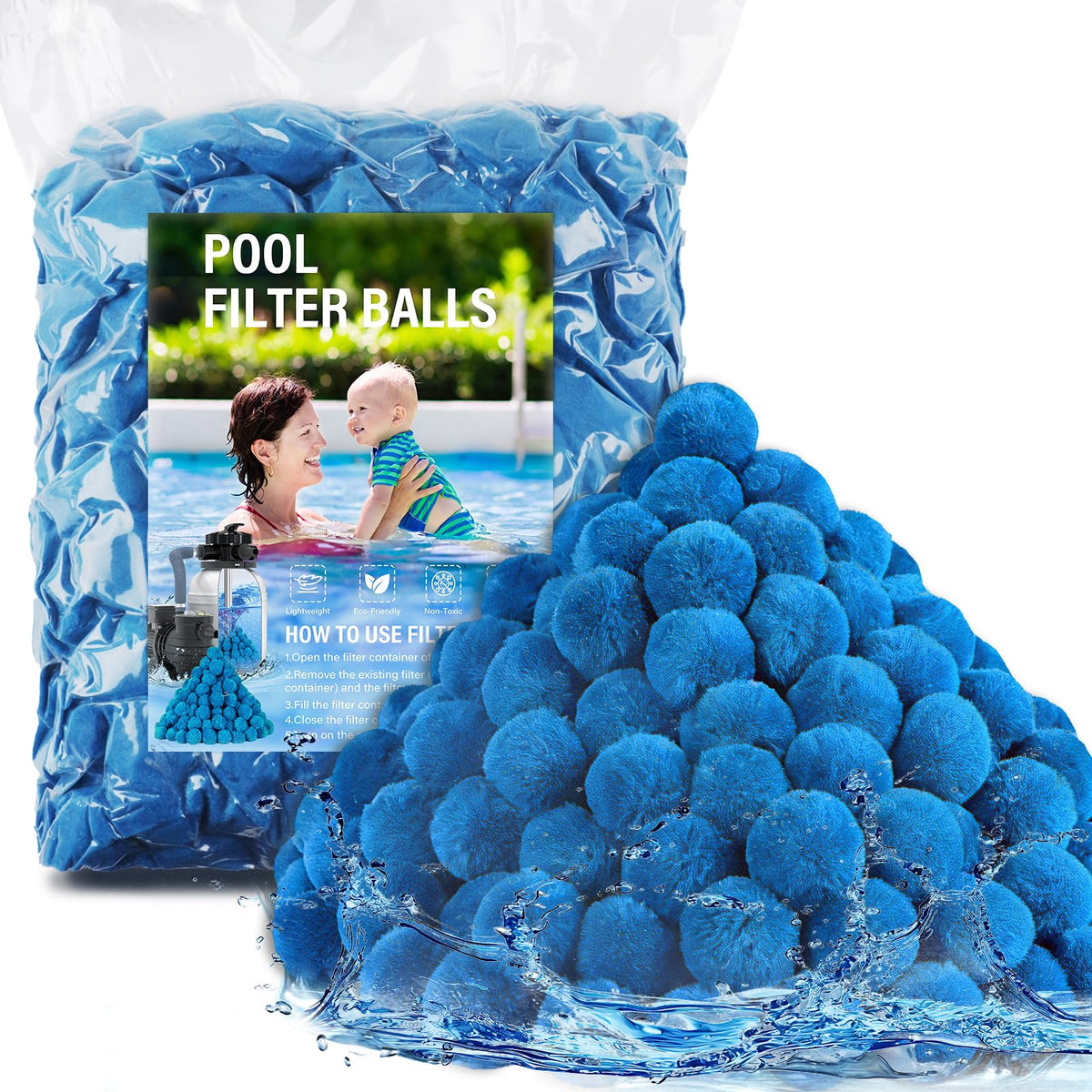 REGMICS Pool Filter Balls 4 lbs, blue colour, front view