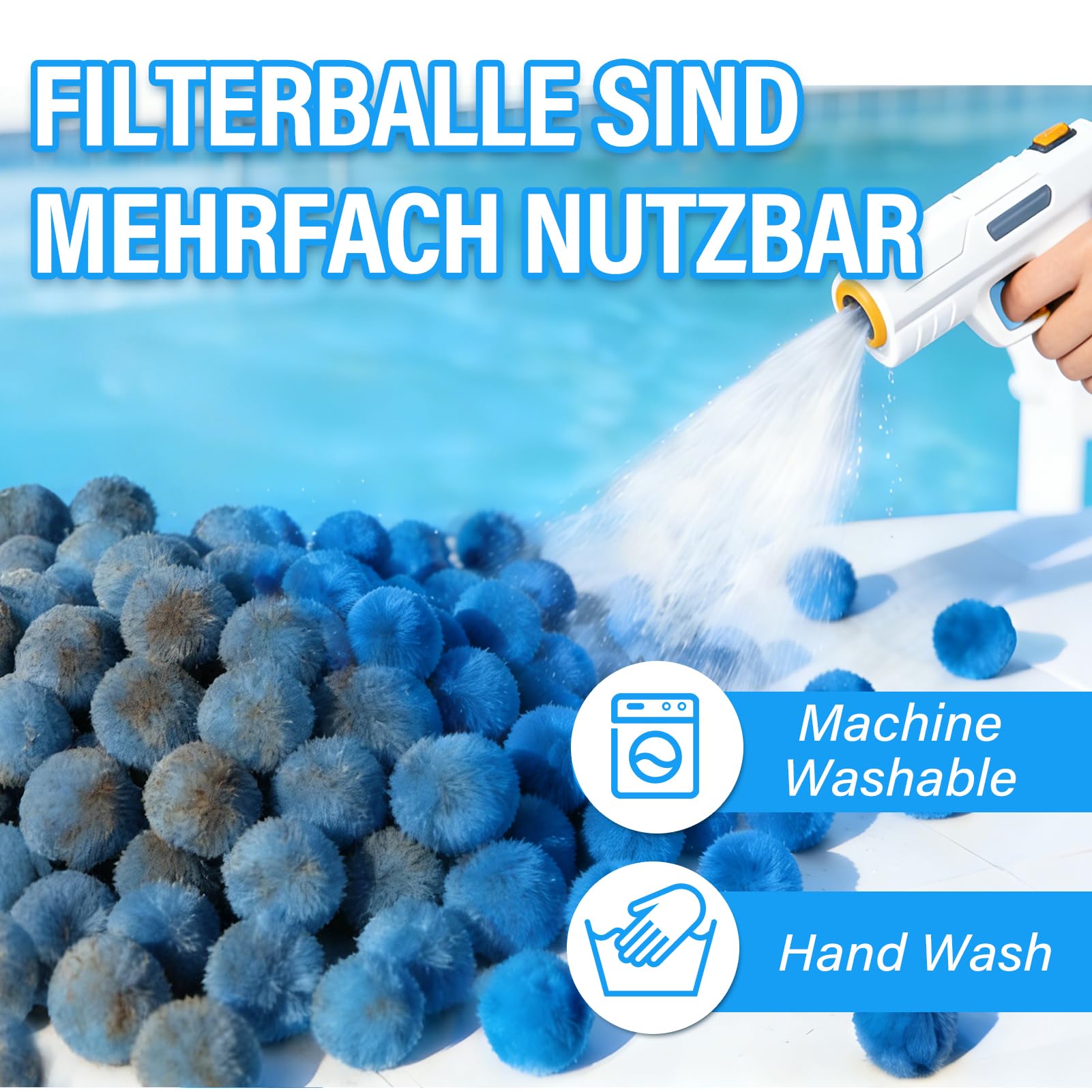 REGMICS Pool Filter Balls in use within a sand filter