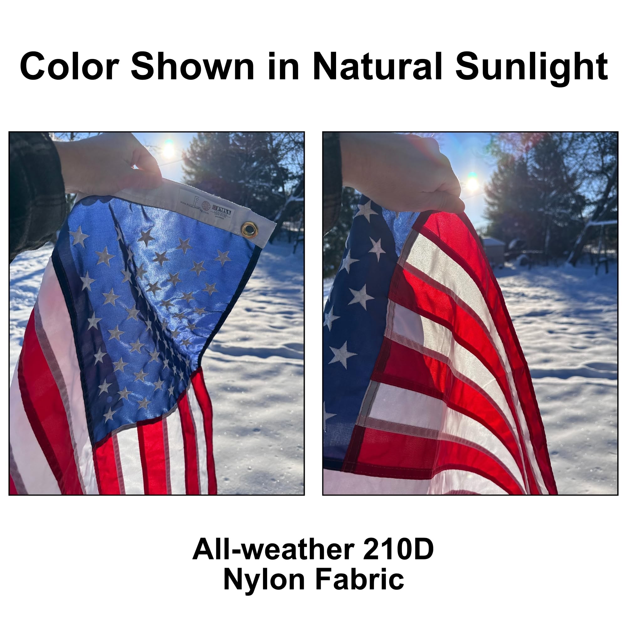 Reinforced fly end construction on Fine Line Flag 4x6 ft American flag