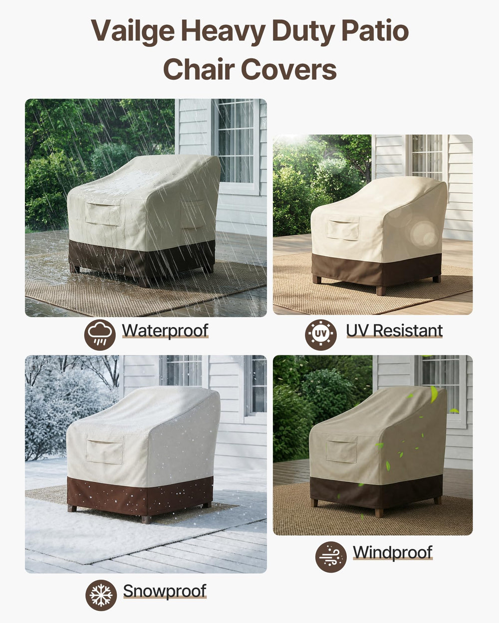 Reinforced handles on Vailge Chair Cover