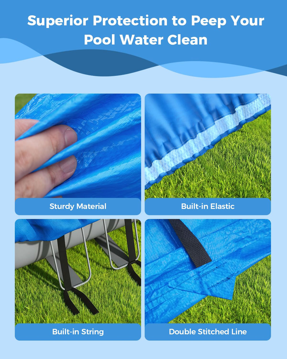Reinmoson Pool Cover demonstrating solar heating feature with floats