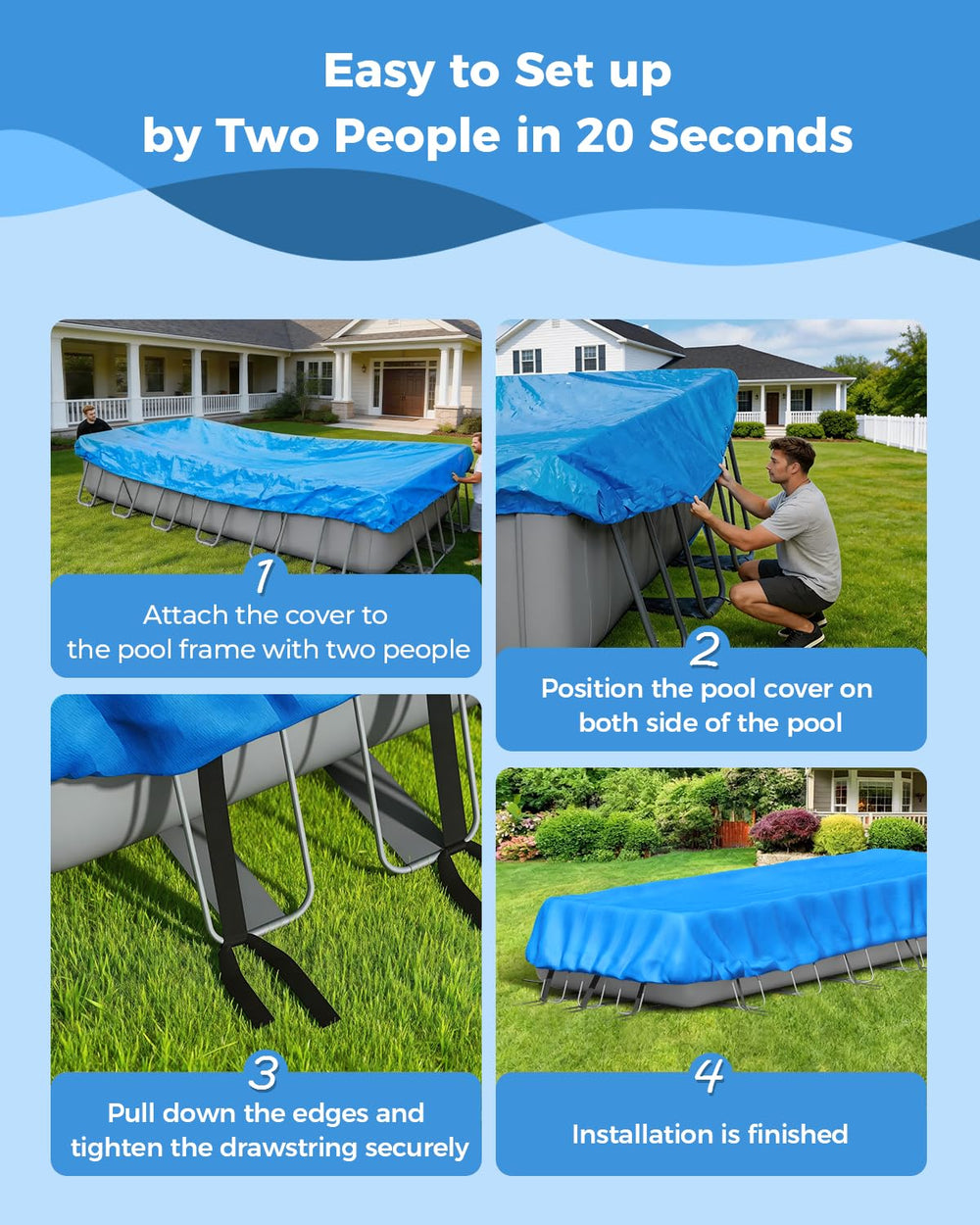 Reinmoson pool cover with detailed stitching and material texture