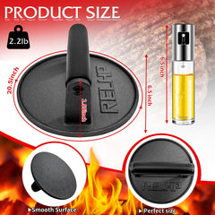 RELHP Burger Smasher side view showcasing cast iron material