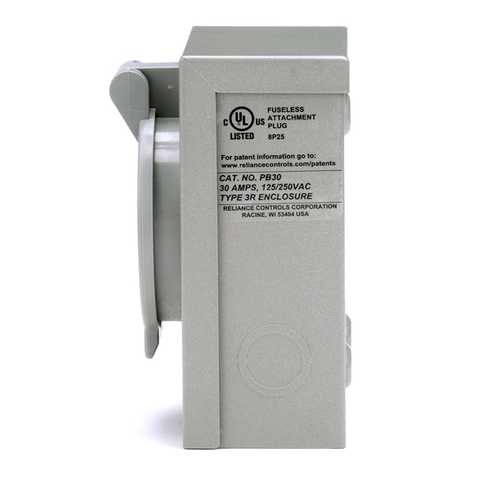 Reliance Controls PB30 Power Inlet Box installed on a wall