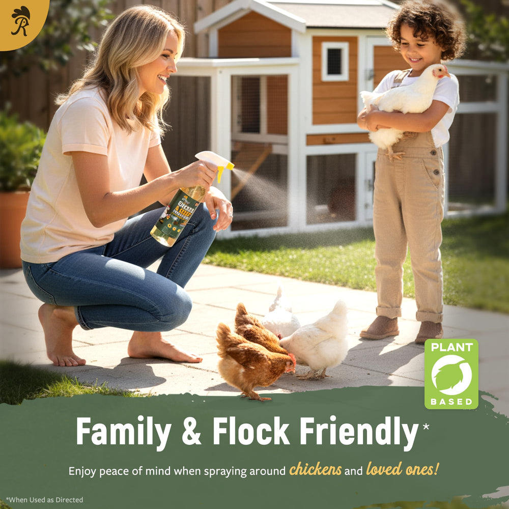 Reliant Pet Chicken Coop Spray being applied to chickens