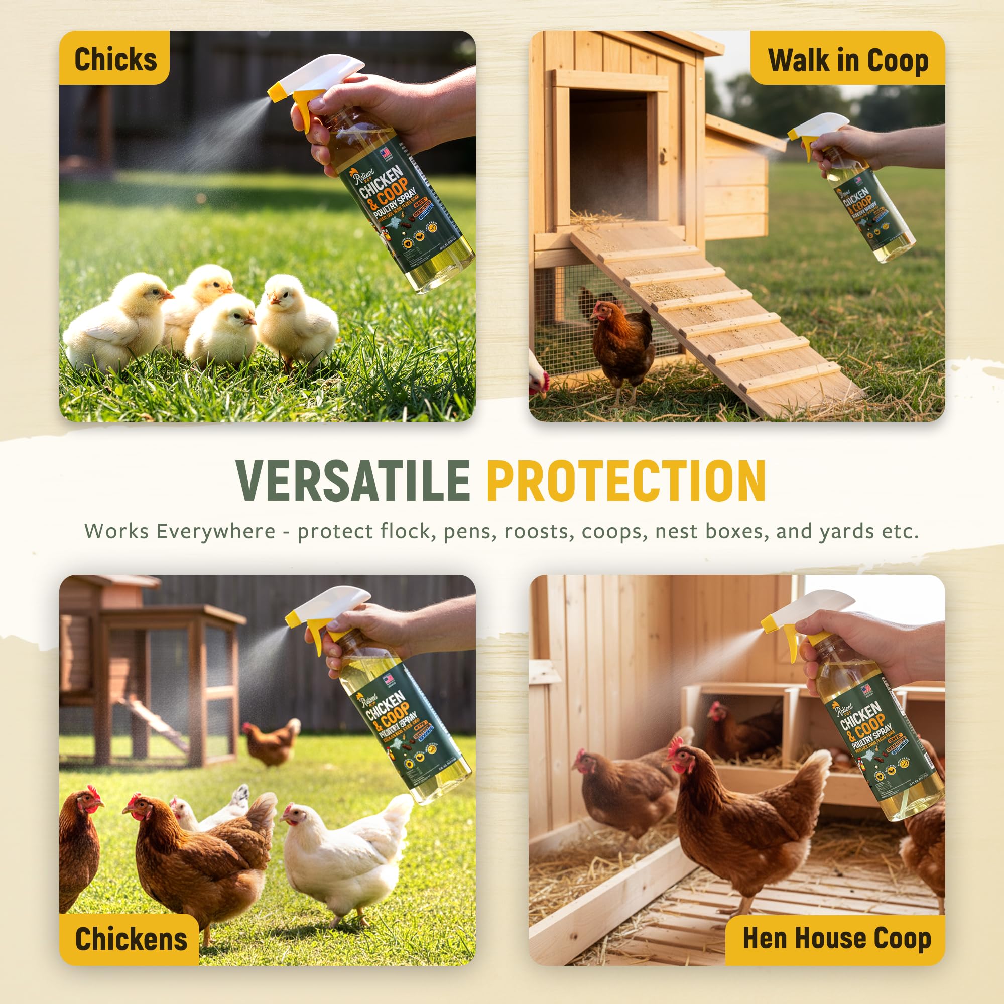 Reliant Pet Chicken Coop Spray in a chicken coop setting