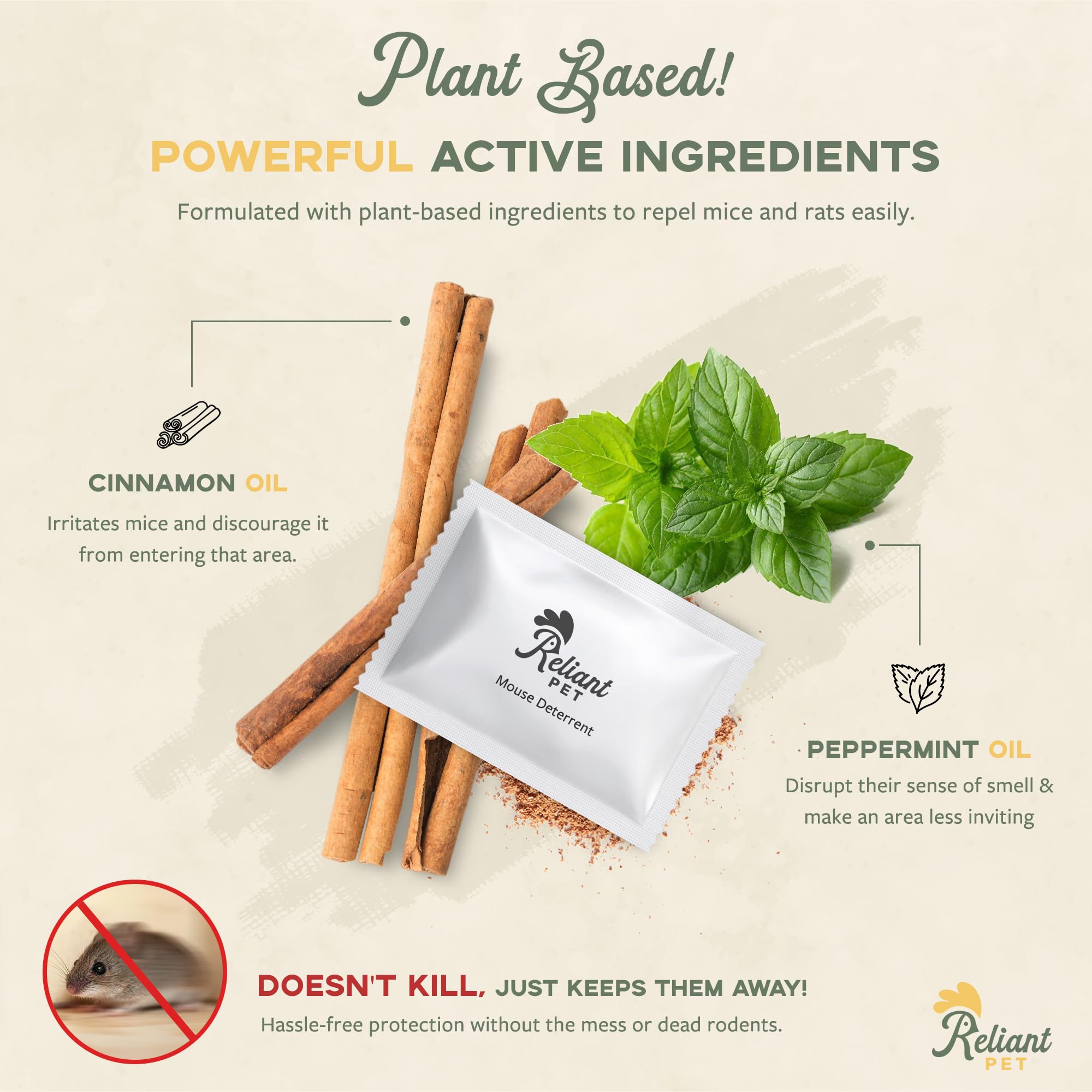 Reliant Pet Mouse Repellent Pouch placed in a closet