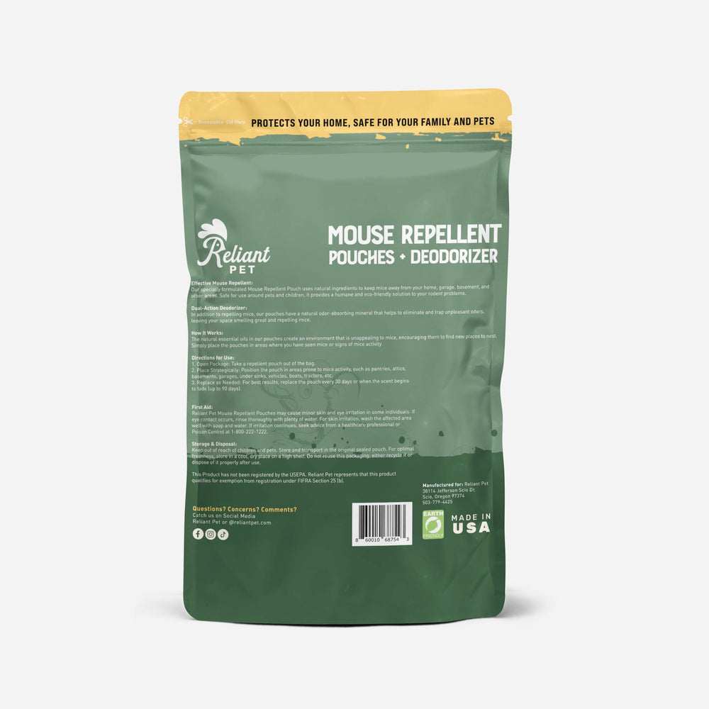 Reliant Pet Mouse Repellent Pouches displayed on a shelf