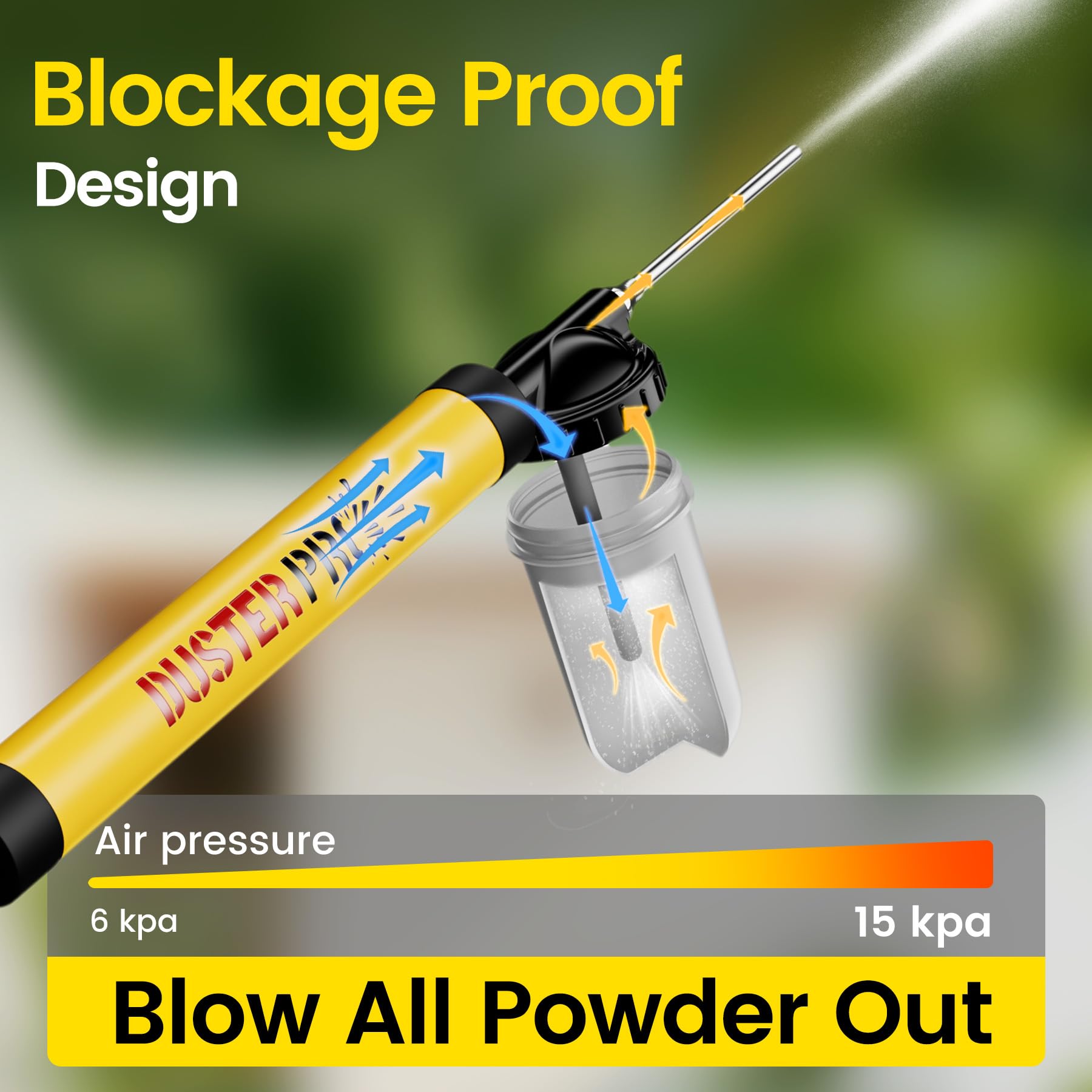 Relime Powder Duster in use outdoors applying diatomaceous earth