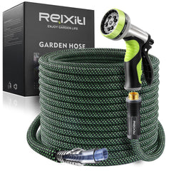 Relxitl 25FT garden hose in green with ergonomic nozzle