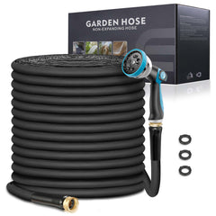 Relxitl Garden Hose 100ft black model with nozzle